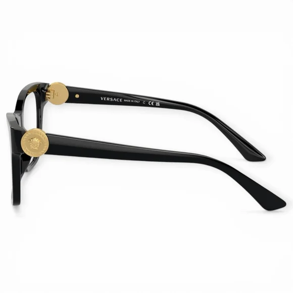 Versace VE3341U Eyeglasses Black Cat Eye Gold Medusa 52 18 145 NEW IN BOX - Picture 3 of 8